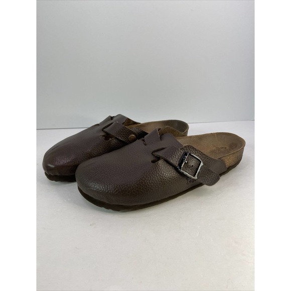 Birkenstock Shoes - Birkenstock Boston Brown Pebbled Leather Clog Sandals Size 38